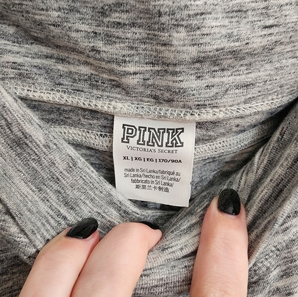 PINK Victoria's Secret Heathered Gray Leggings High Waisted Crossover Front XL - Picture 2 of 5